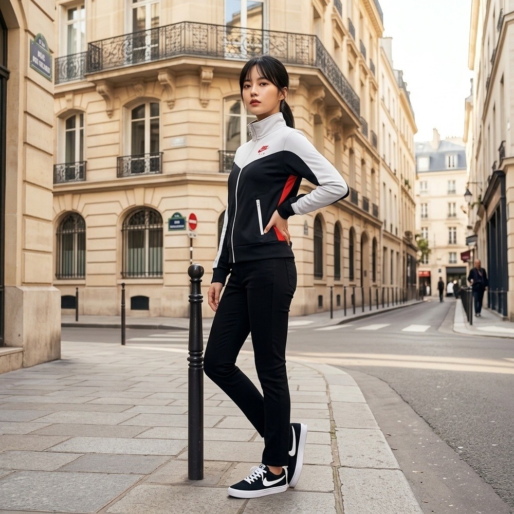 Nike Air Full Zip Colorblock Track Jacket Black White Sporty Activewear Size S